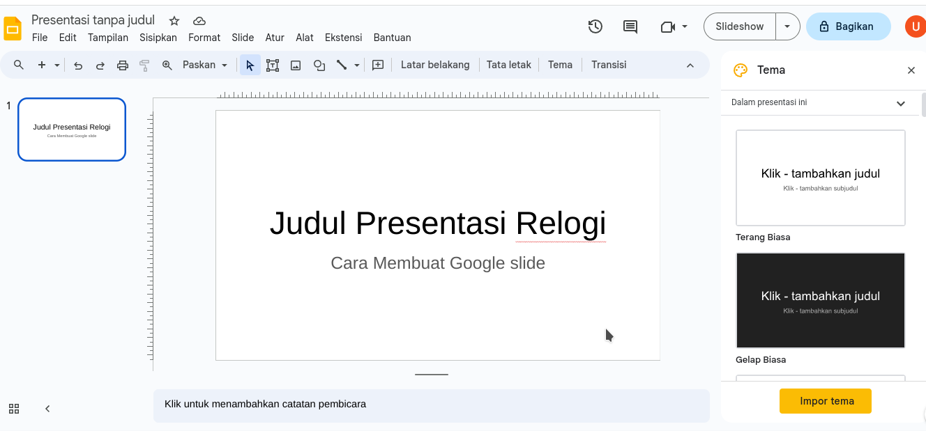 Cara membuat presentasi Online google slide
